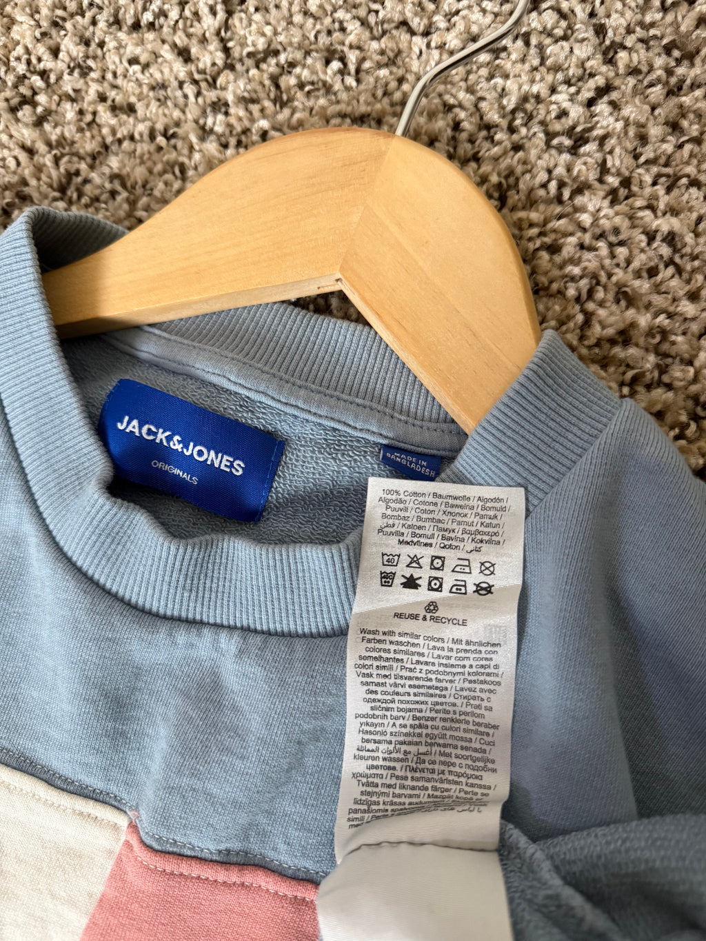Jack and Jones 100% Cotton S Light Blue Crew Neck Sweatshirt