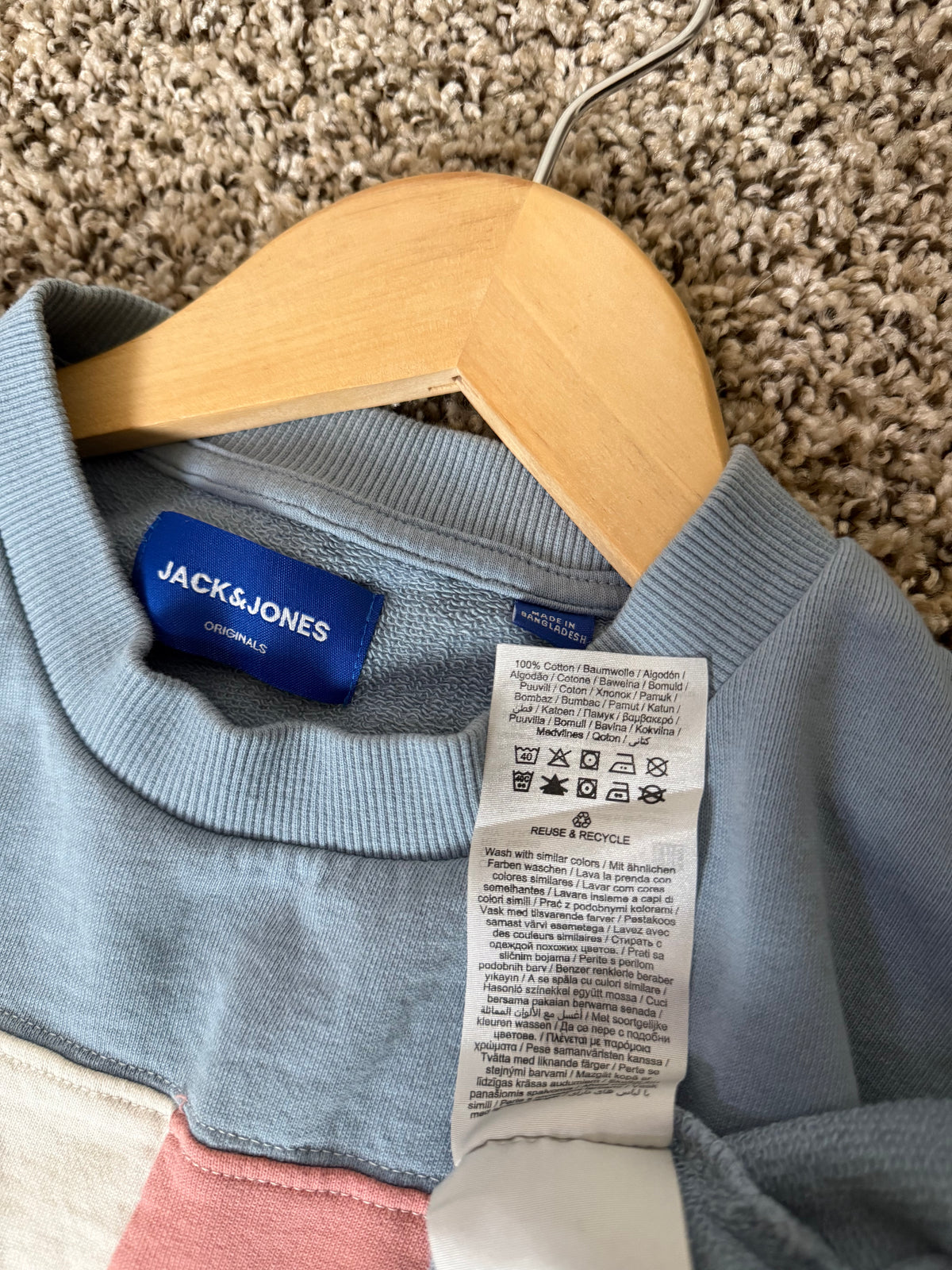 Jack and Jones 100% Cotton S Light Blue Crew Neck Sweatshirt