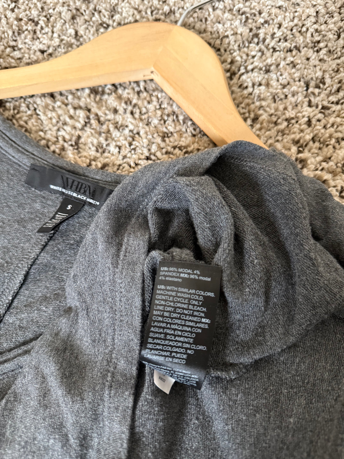 White House Black Market 96% Modal 4% Spandex Grey V-Neck Batwing Top