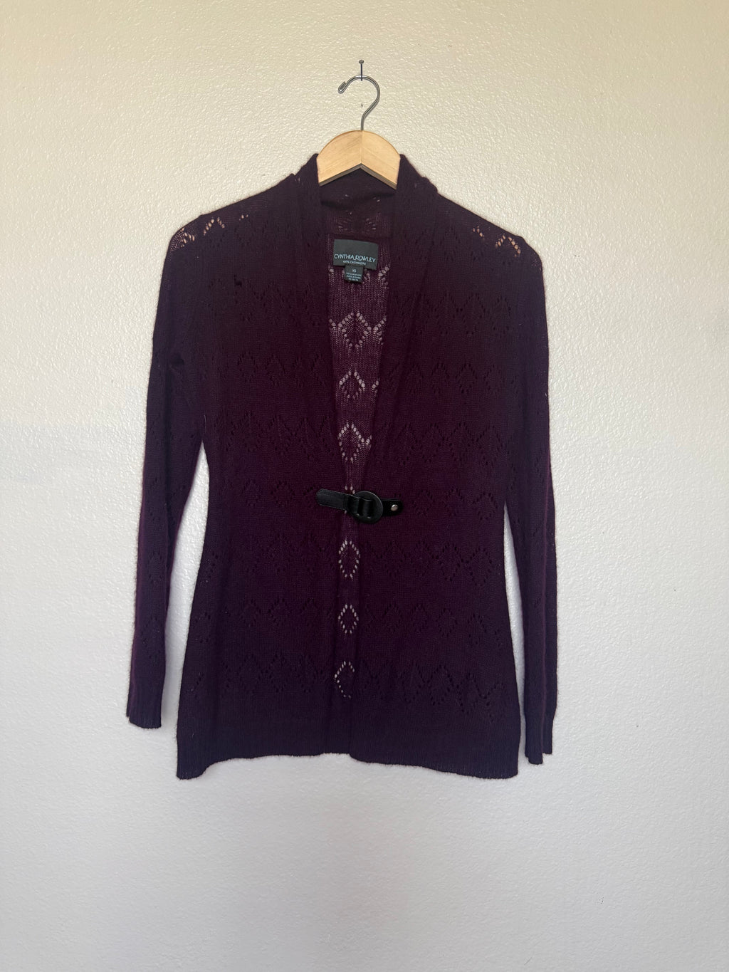 Cynthia Rowley 100% Cashmere XS Deep Purple Cardigan