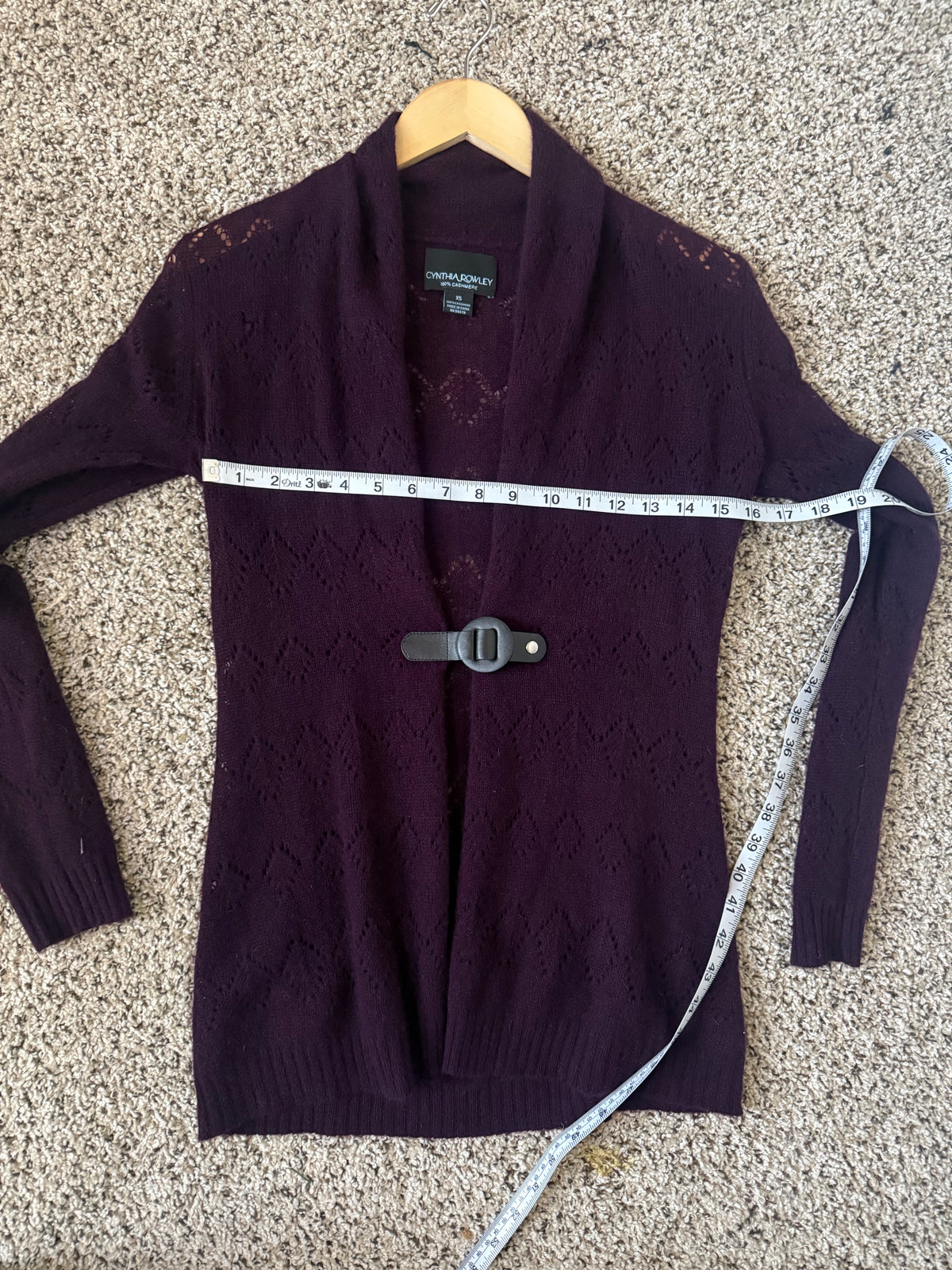 Cynthia Rowley 100% Cashmere XS Deep Purple Cardigan