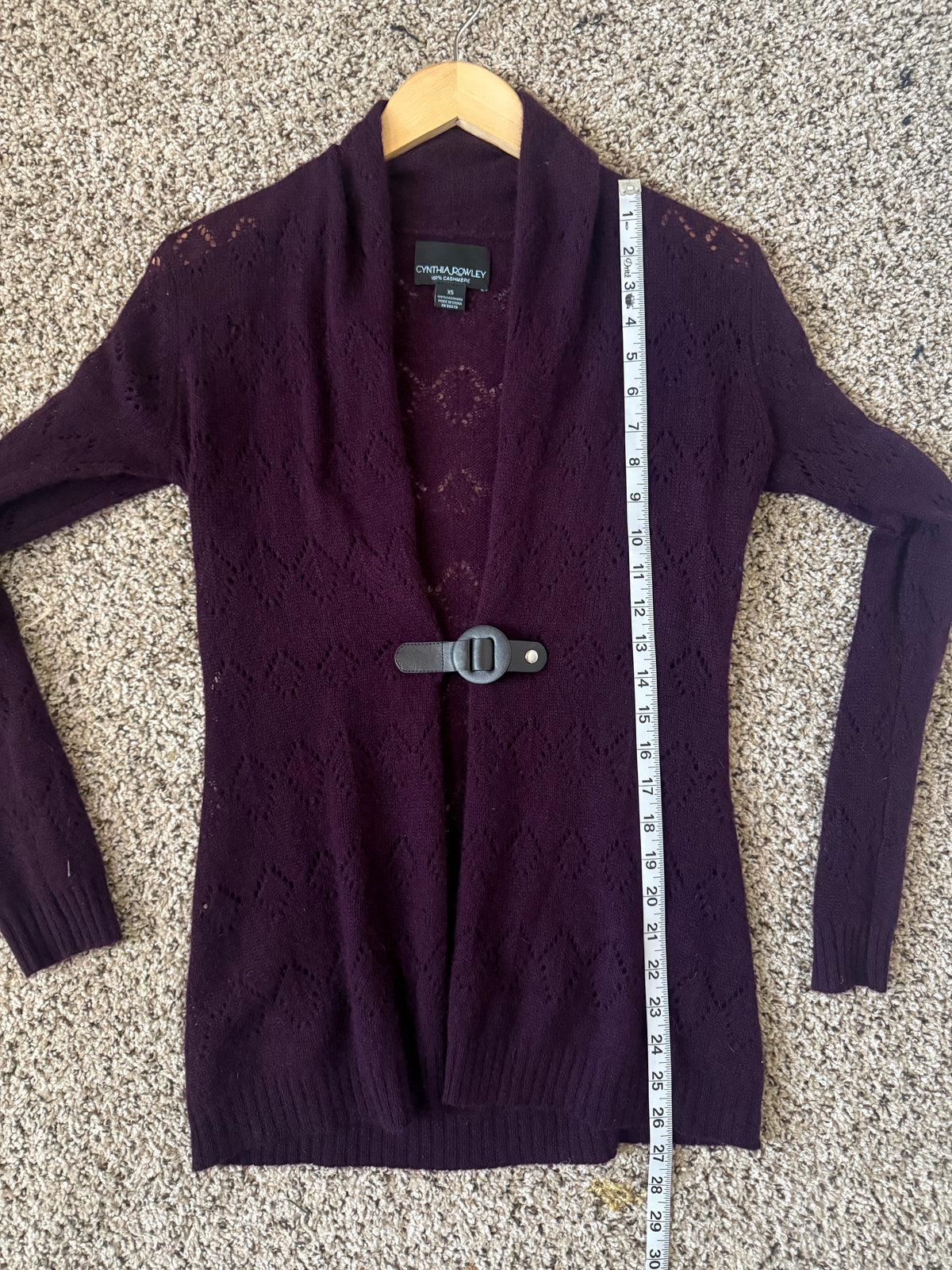 Cynthia Rowley 100% Cashmere XS Deep Purple Cardigan