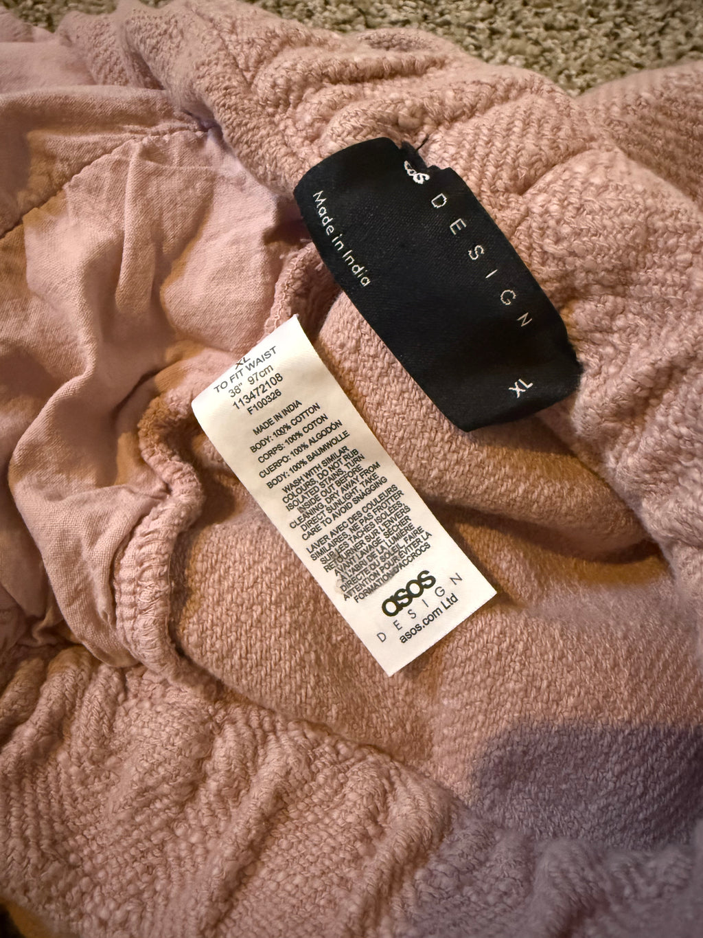 ASOS 100% Cotton XL Dusty Rose Drawstring Shorts