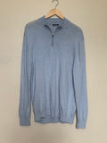 Charles Tyrwhitt 100% Merino Wool XL Sky Blue Long Sleeve Quarter Zip