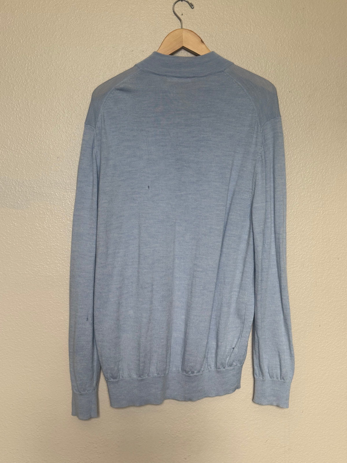 Charles Tyrwhitt 100% Merino Wool XL Sky Blue Long Sleeve Quarter Zip