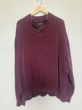 Chaps 100% Cotton 3XLT Maroon Quarter Button Sweater