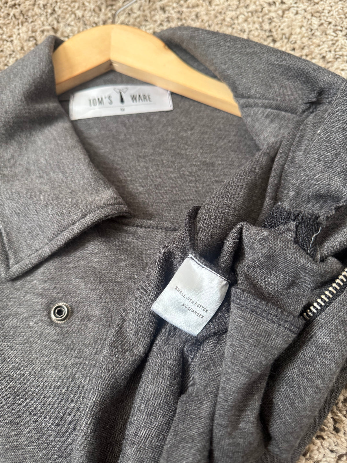Tom's Ware 95% Cotton 5% Spandex M Zip Up Jacket With Zipper Pockets