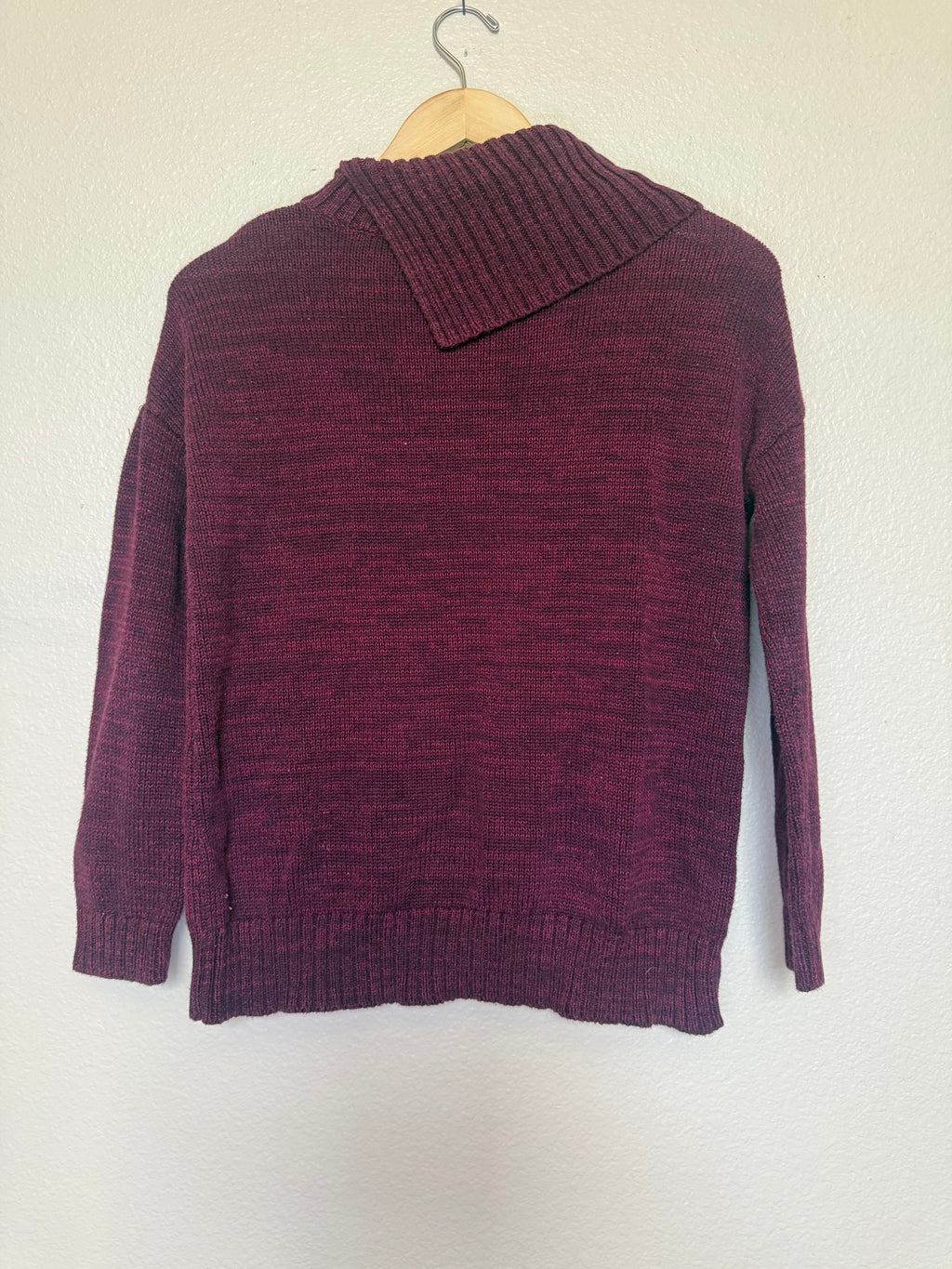 Matty M 55% Cotton 45% Viscose M Deep Red/Maroon Split Cowl Neck Sweater