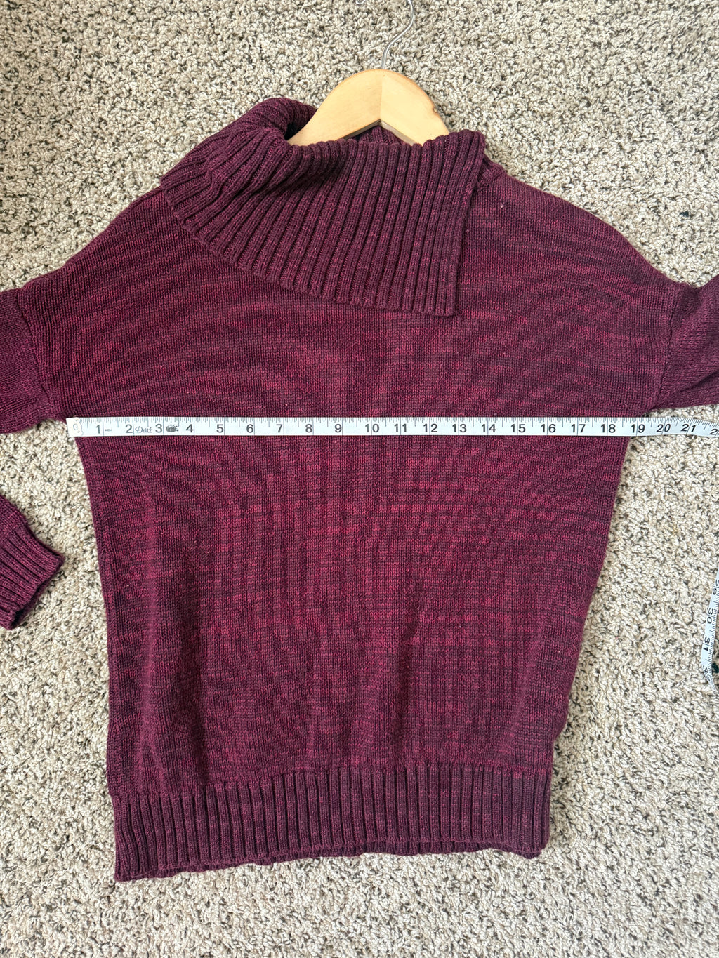 Matty M 55% Cotton 45% Viscose M Deep Red/Maroon Split Cowl Neck Sweater