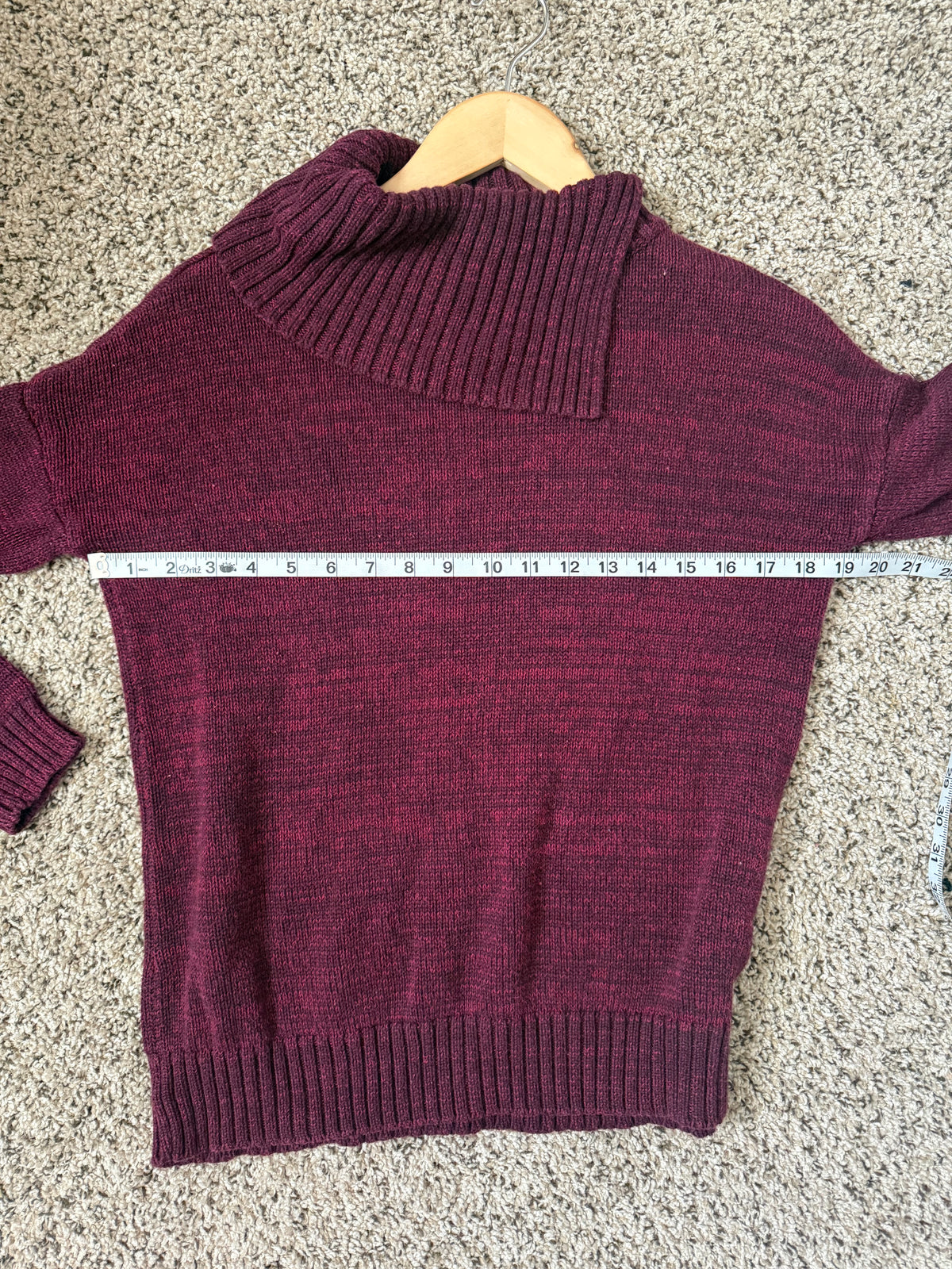 Matty M 55% Cotton 45% Viscose M Deep Red/Maroon Split Cowl Neck Sweater