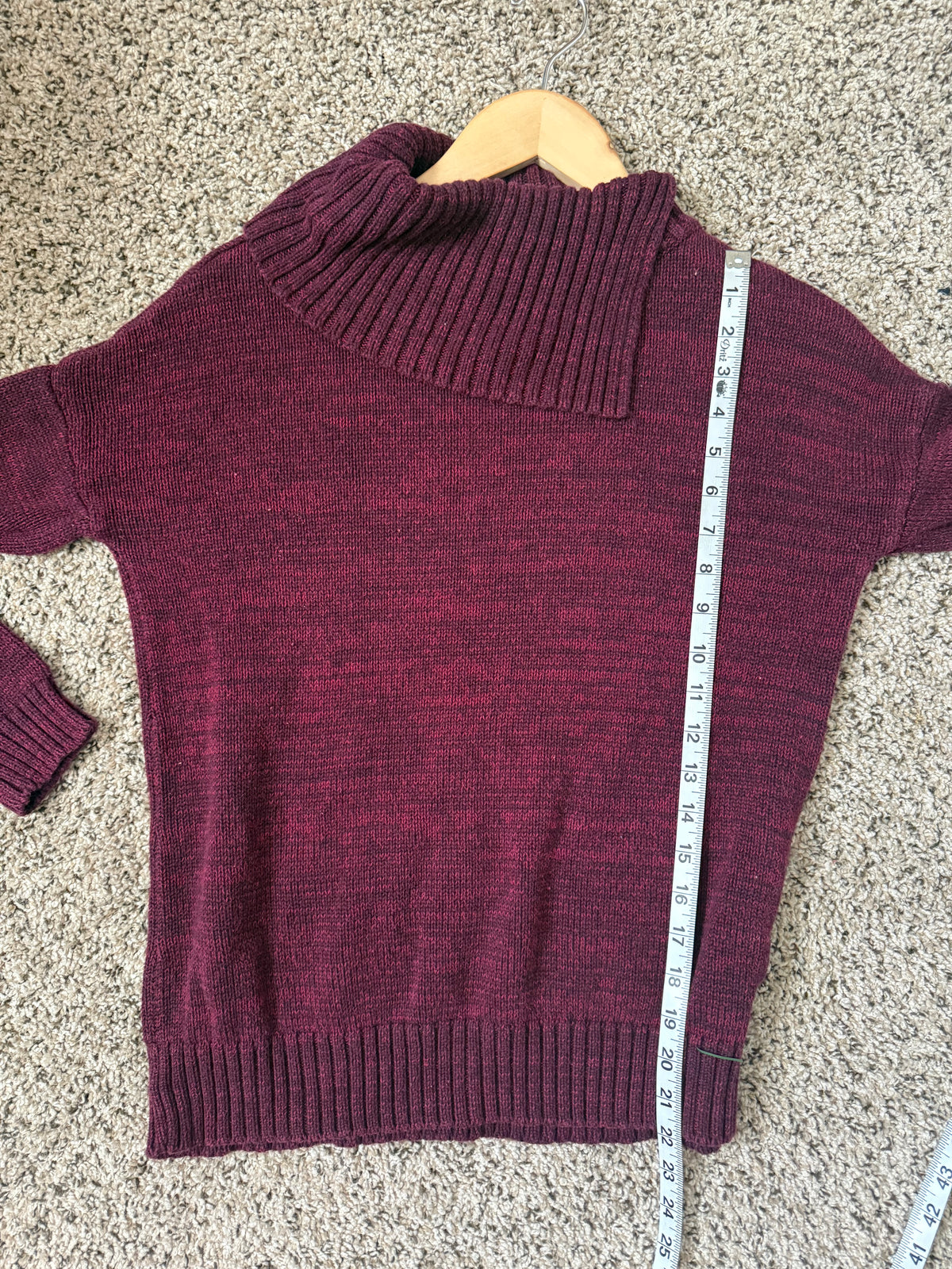 Matty M 55% Cotton 45% Viscose M Deep Red/Maroon Split Cowl Neck Sweater