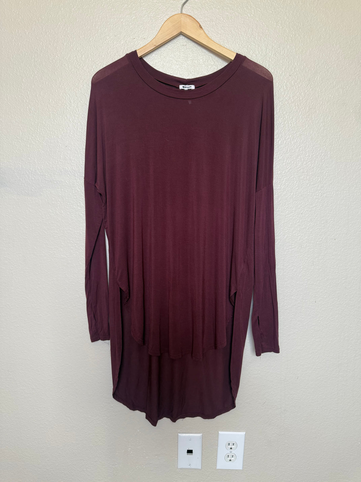 LA Made 95% Micromodal 5% Spandex M Maroon Longsleeve Long Shirt/Dress