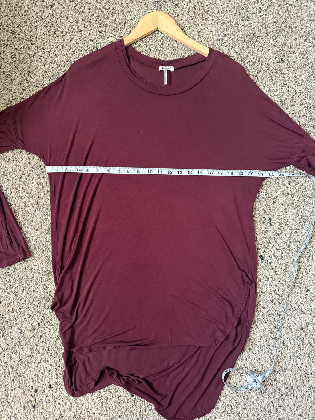 LA Made 95% Micromodal 5% Spandex M Maroon Longsleeve Long Shirt/Dress