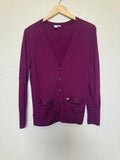 Halogen 100% Merino Wool Women's L Merlot Button Down Cardigan