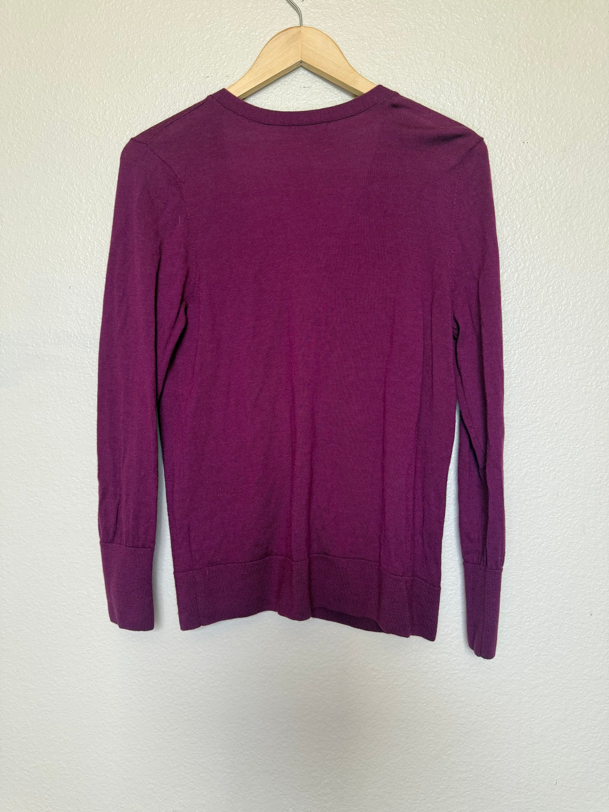 Halogen 100% Merino Wool Women's L Merlot Button Down Cardigan