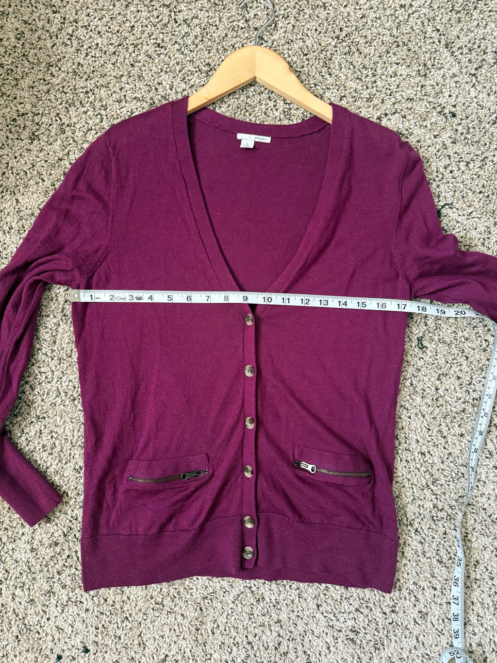 Halogen 100% Merino Wool Women's L Merlot Button Down Cardigan