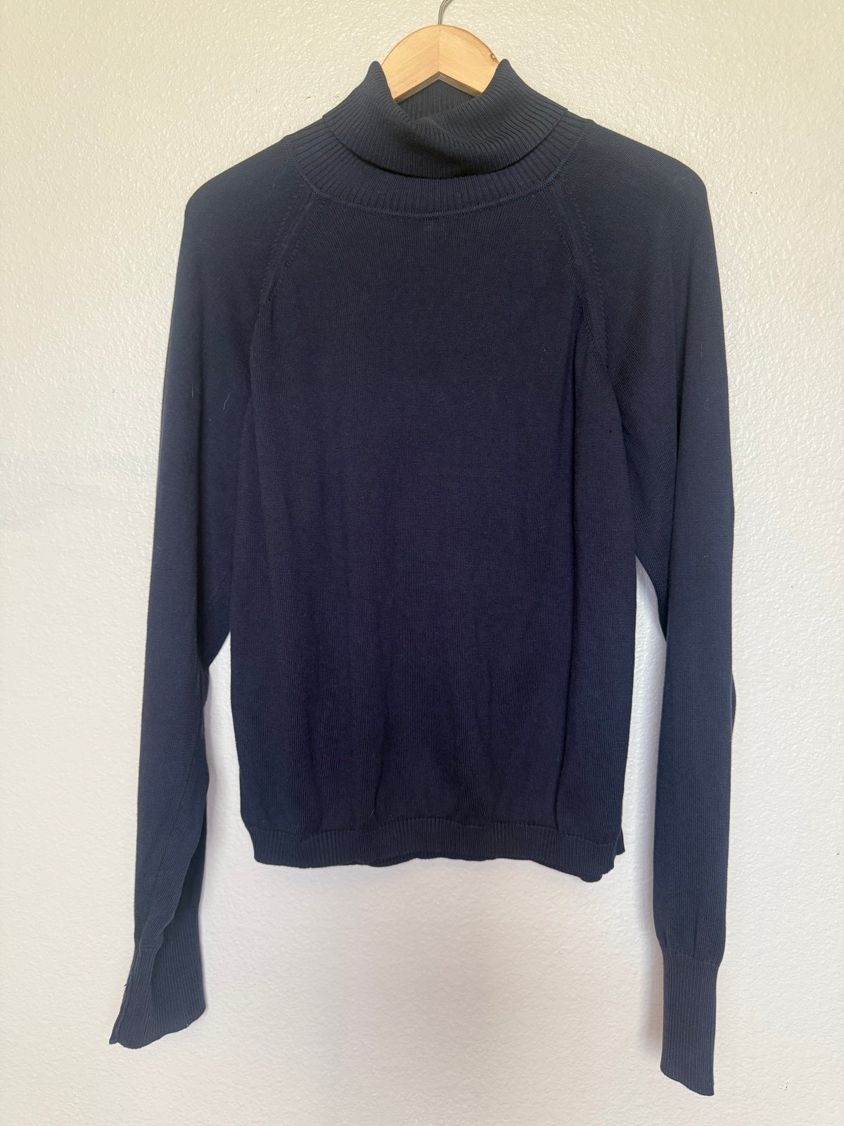 Talbots 100% Cotton Women's XL Deep Navy Blue Knit Turtleneck