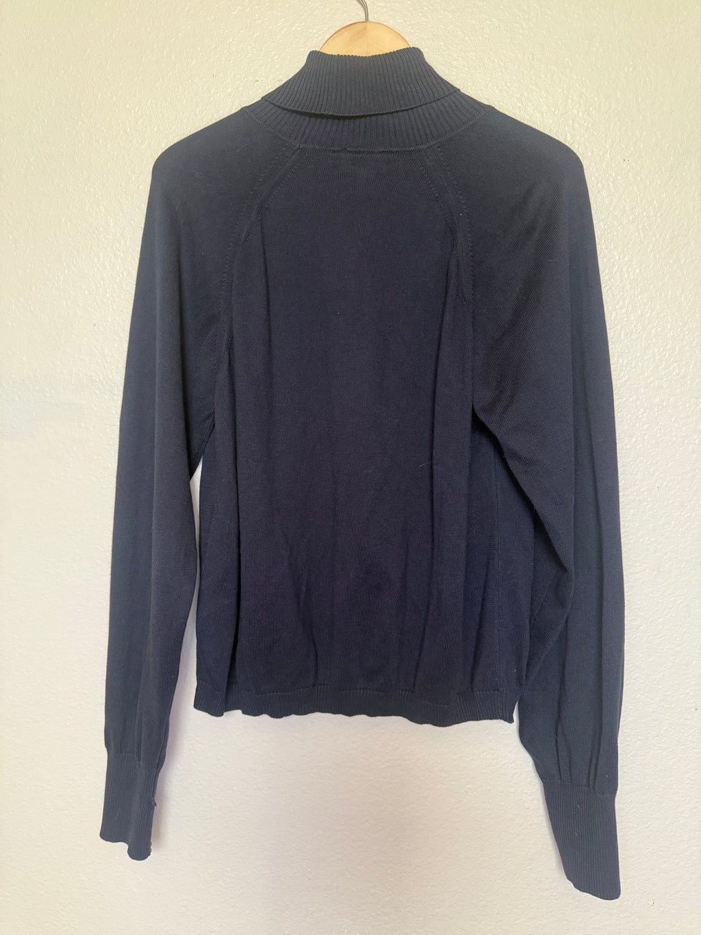 Talbots 100% Cotton Women's XL Deep Navy Blue Knit Turtleneck
