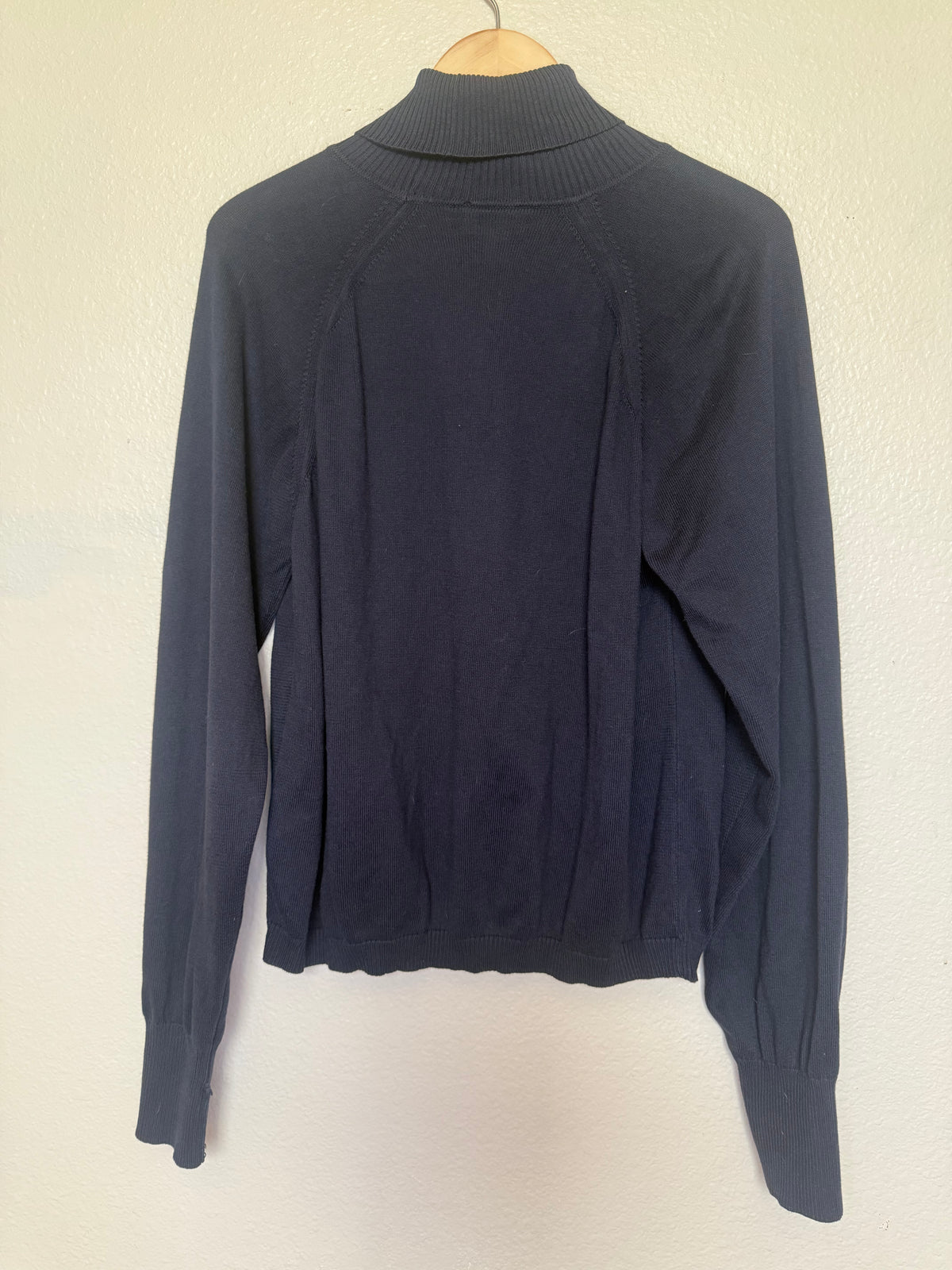 Talbots 100% Cotton Women's XL Deep Navy Blue Knit Turtleneck