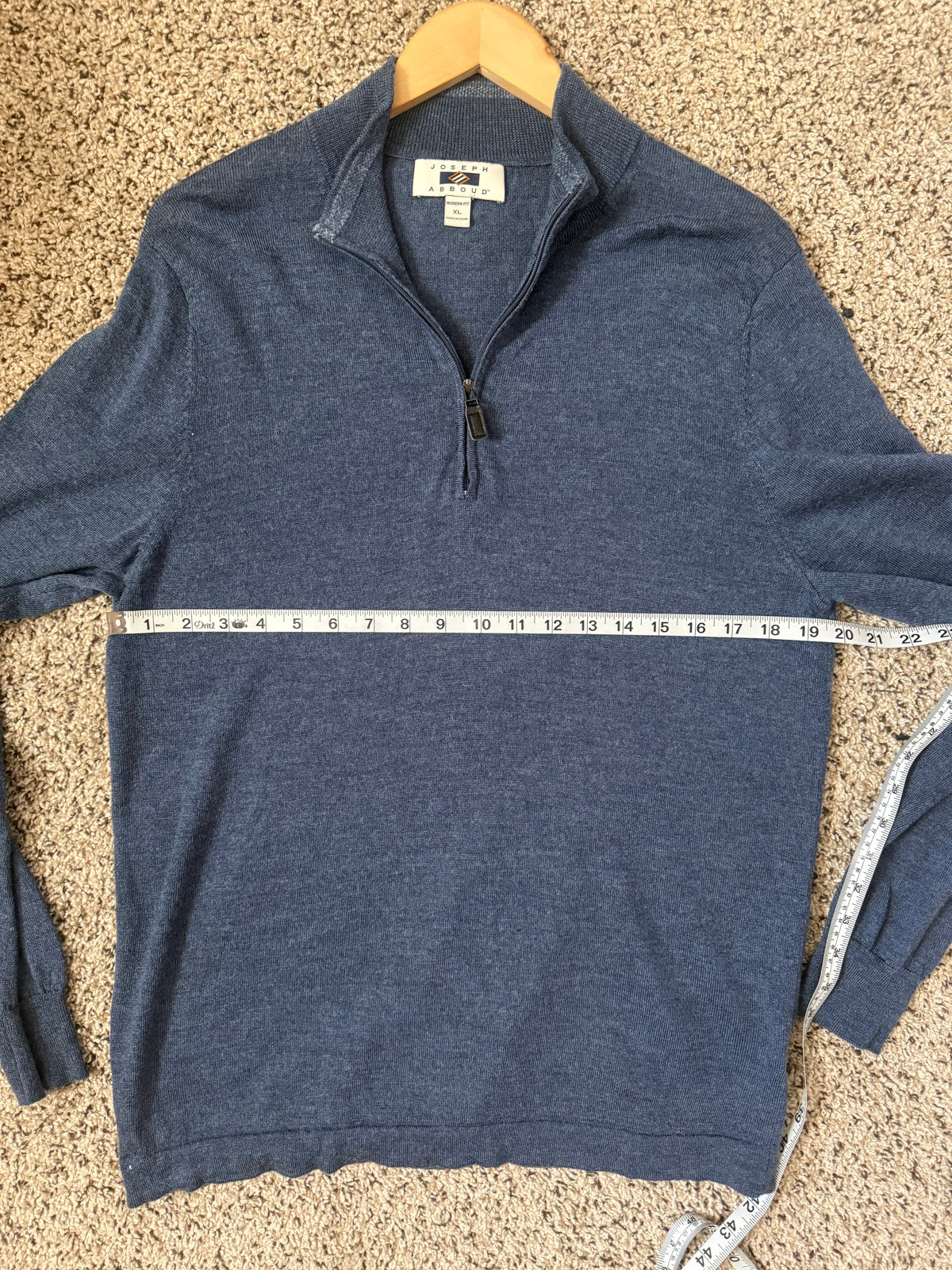Joseph Abboud 100% Merino Wool Men's XL Navy Blue Quarter Zip