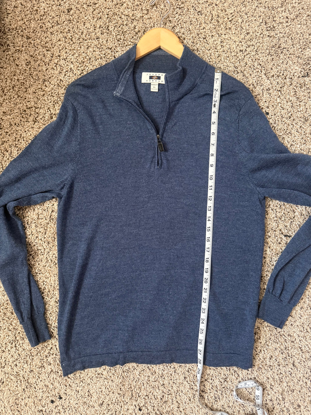 Joseph Abboud 100% Merino Wool Men's XL Navy Blue Quarter Zip