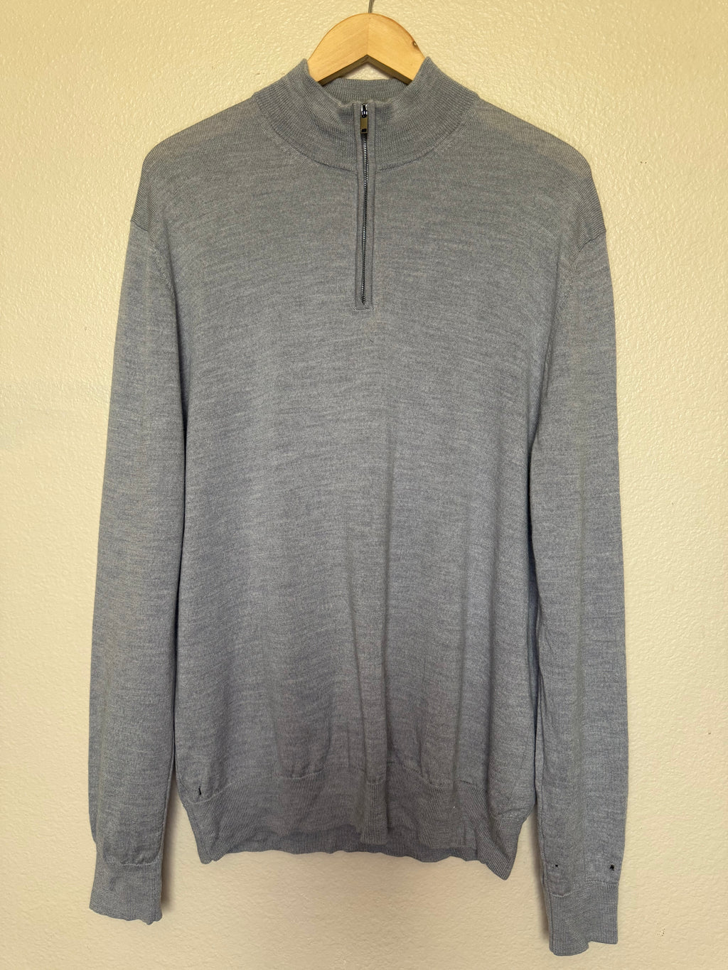Charles Tyrwhitt 100% Merino Wool Men's XL Grey Quarter Zip