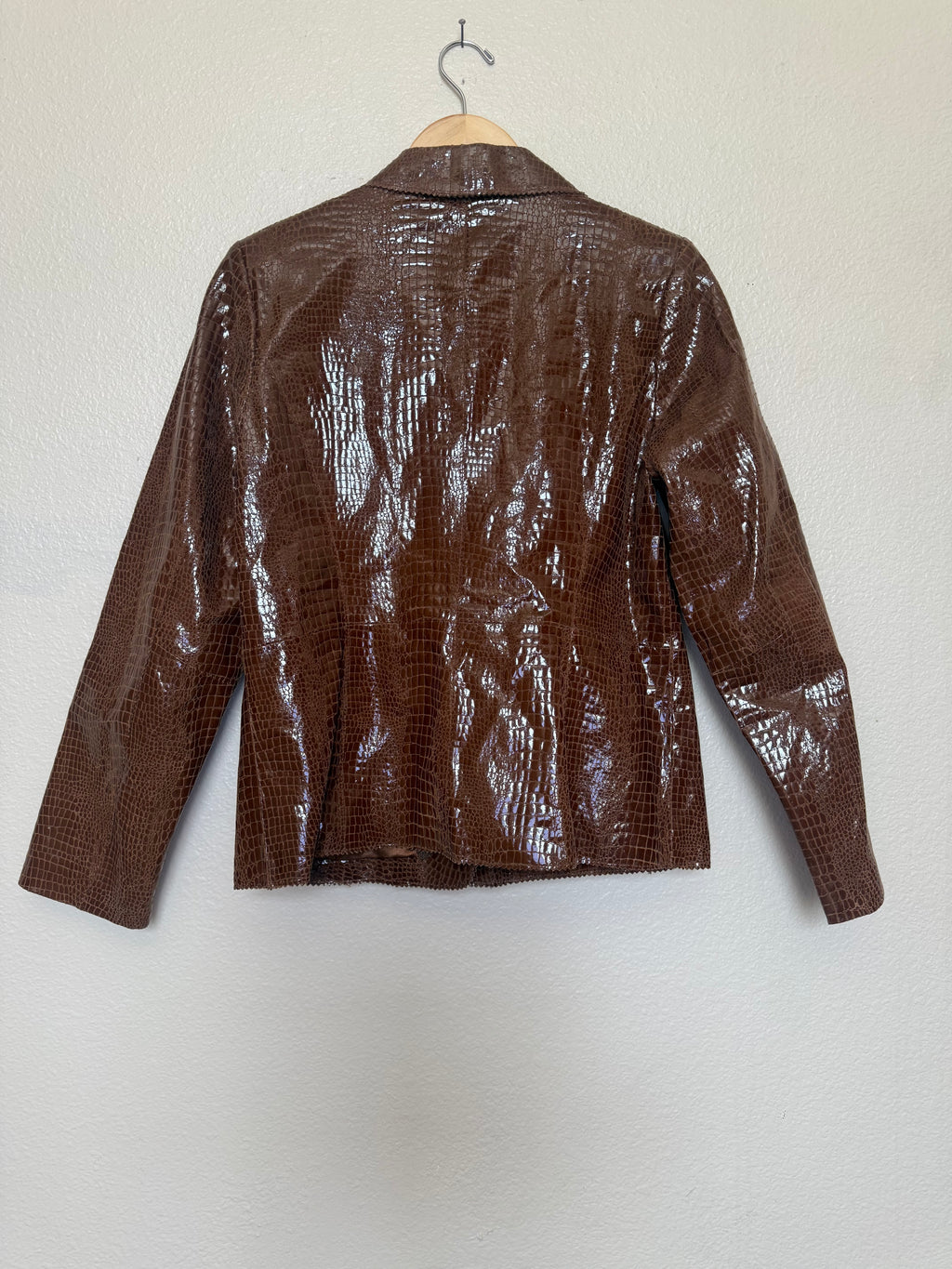 Bradley Bayou 100% Genuine Leather Women's S Brown Patent Leather Jacket