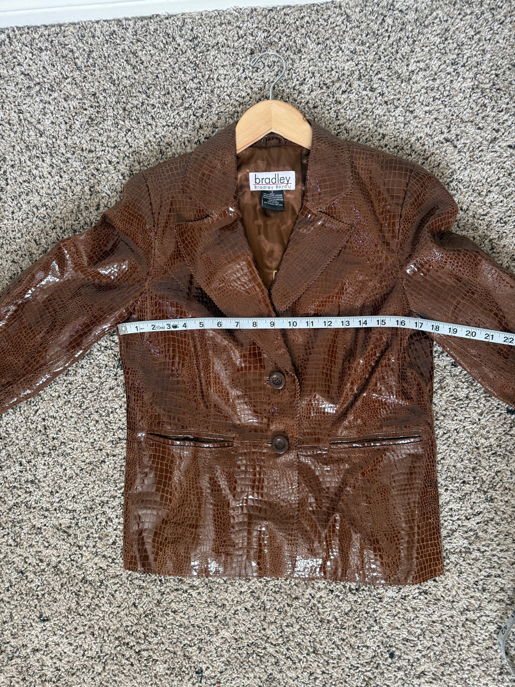 Bradley Bayou 100% Genuine Leather Women's S Brown Patent Leather Jacket