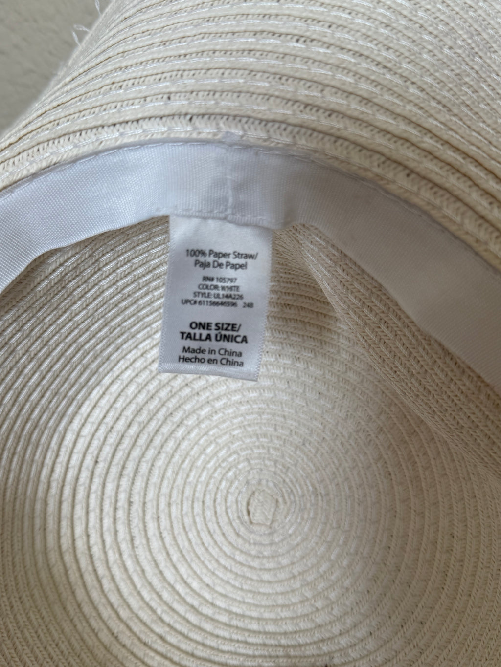 (No Brand) 100% Paper Straw Cream Wide Brim Sun Hat With Chain Detail
