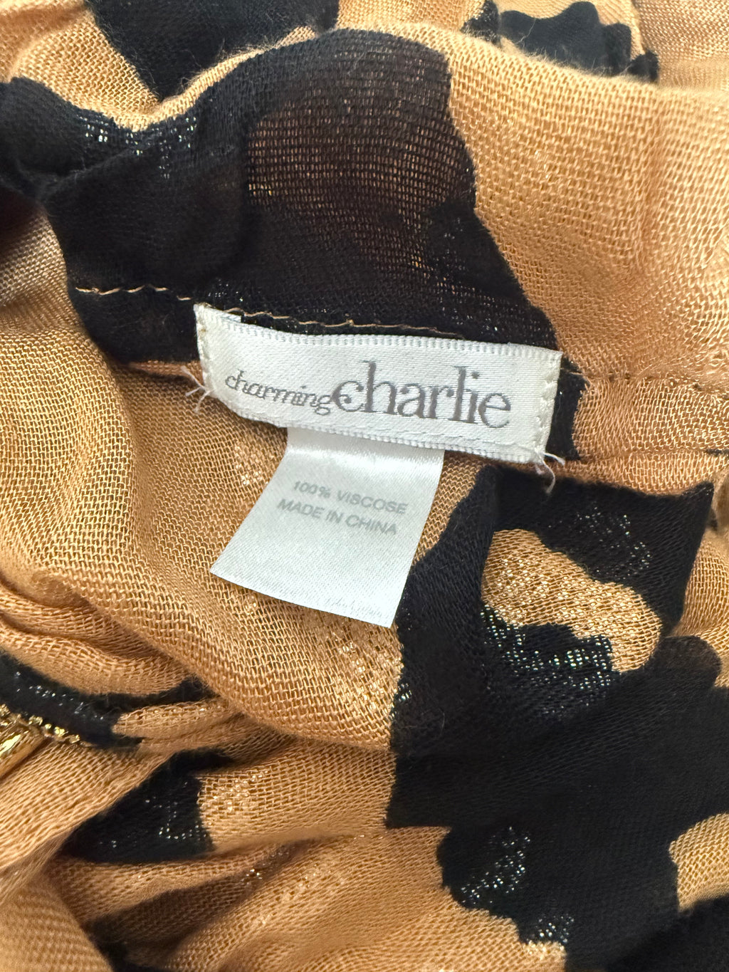 Charming Charlie 100% Viscose Cheetah Foil Print Scarf