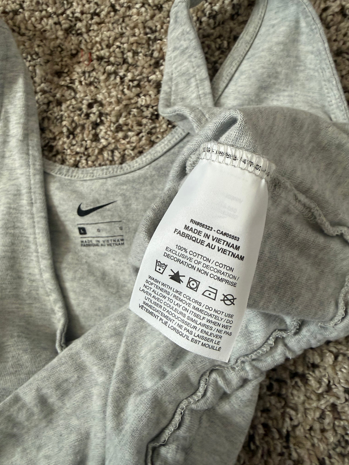 Nike 100% Cotton Women's L Grey Cropped Workout Tank