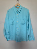 Investments II Gold Label 100% Hemp Women's 16W Sea Foam Blue Button Down Collared Shirts