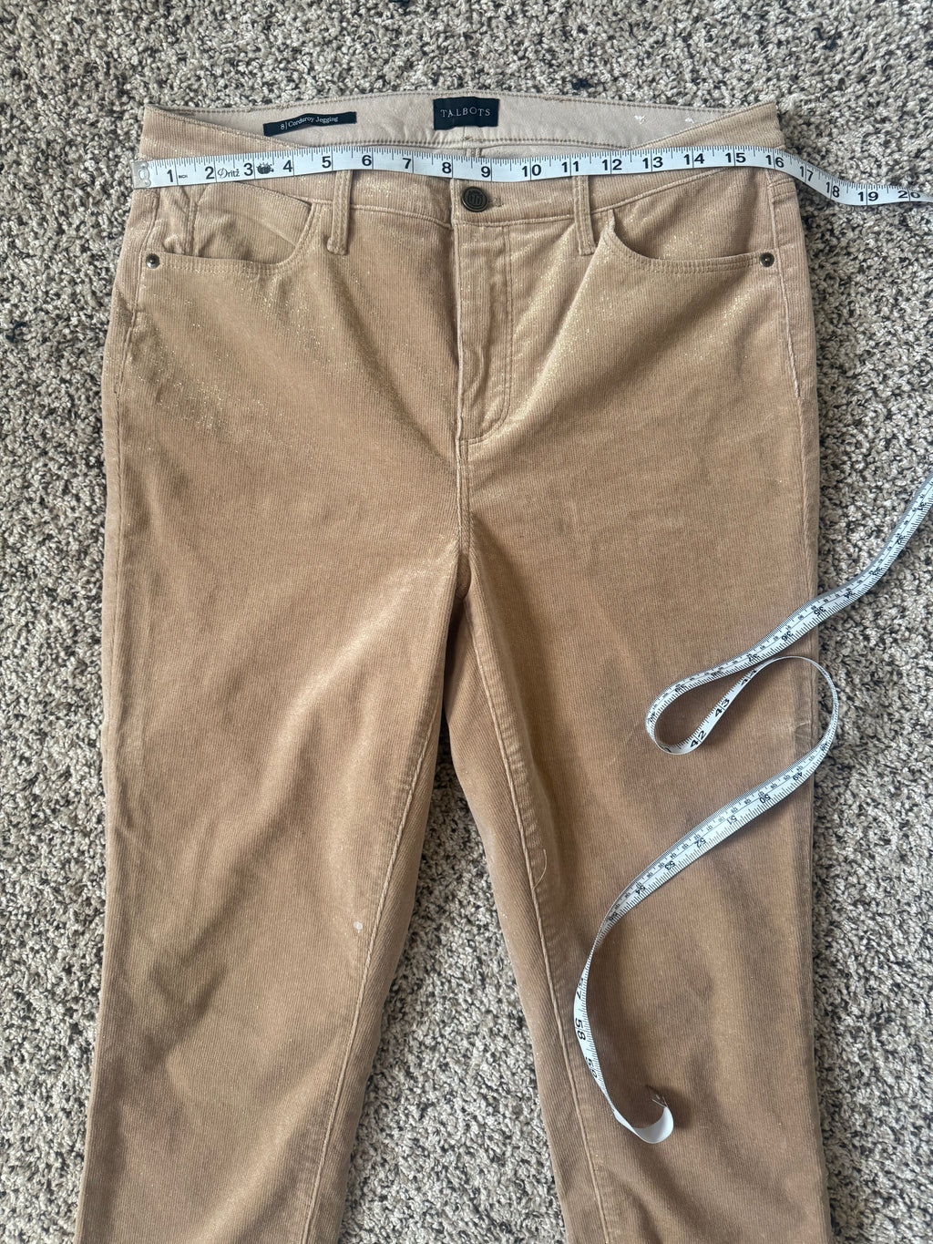 Talbots 94% Cotton 2% Spandex 4% Other Fibers Women's Size 8 Tan and Gold Corduroy Skinny Pants