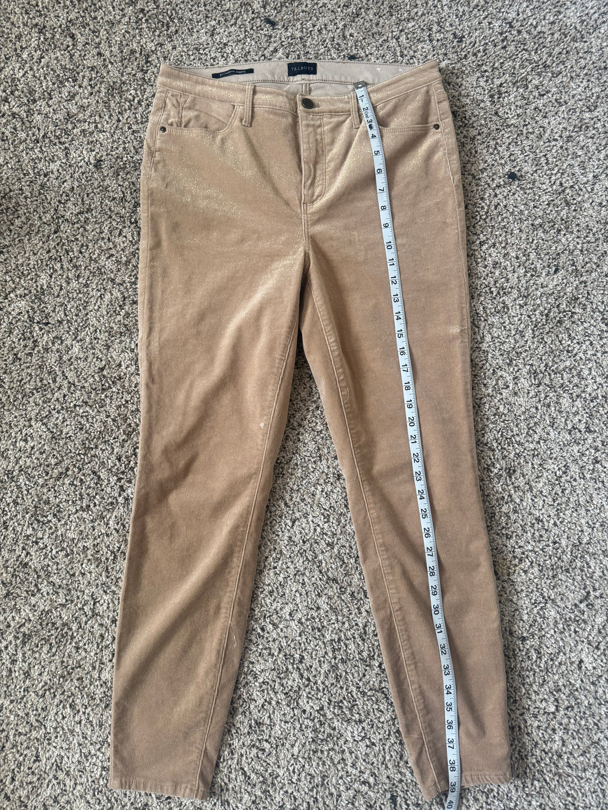 Talbots 94% Cotton 2% Spandex 4% Other Fibers Women's Size 8 Tan and Gold Corduroy Skinny Pants
