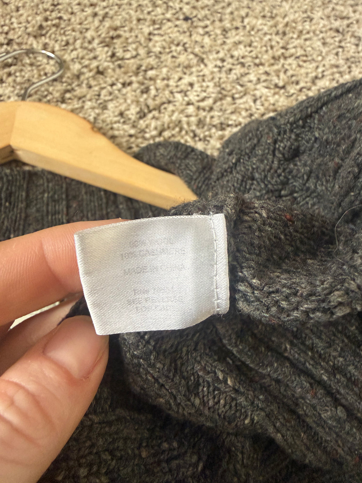 Orvis 90% Wool 10% Cashmere Women's XS Dark Gray Long Cardigan With Light Brown Specks