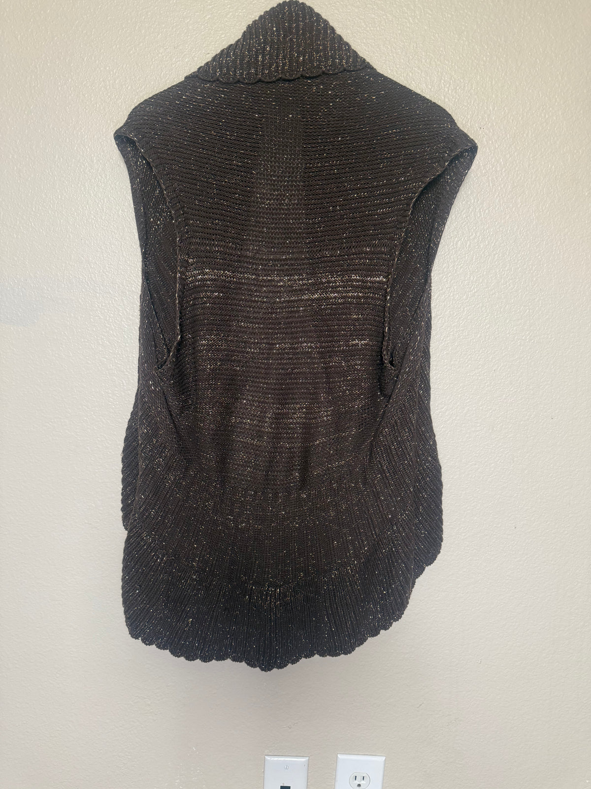 Cato 75% Cotton 20% Rayon 5% Other Fibers Women's XL Brown and Gold Foil Knit Halo Cardigan