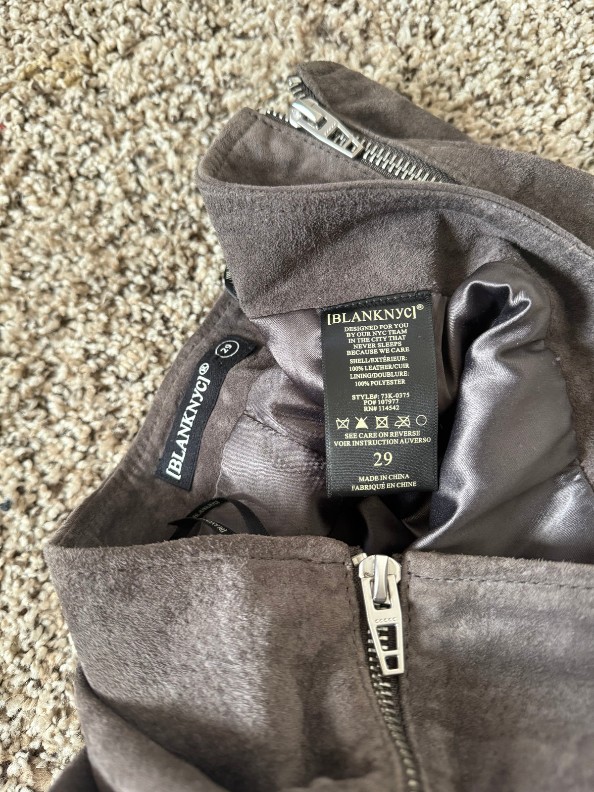 Blanknyc 100% Genuine Leather Size 29 Dark Grey Mini Skirt