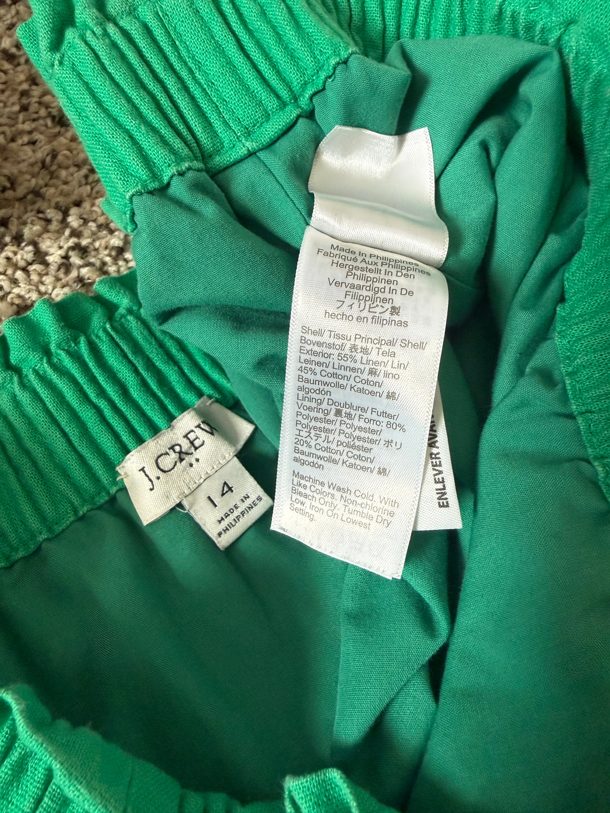 J. Crew 55% Linen 45% Cotton Women's Size 14 Green Mini Skirt