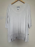 A La Carte 55% Linen 45% Cotton XL Beige 3/4 Sleeve Tunic