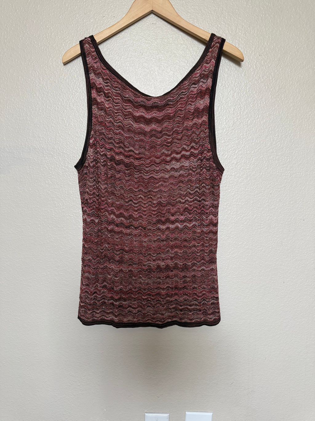 Sigrid Olsen 100% Rayon/Viscose XL Brown and Pink Knit Tank Top