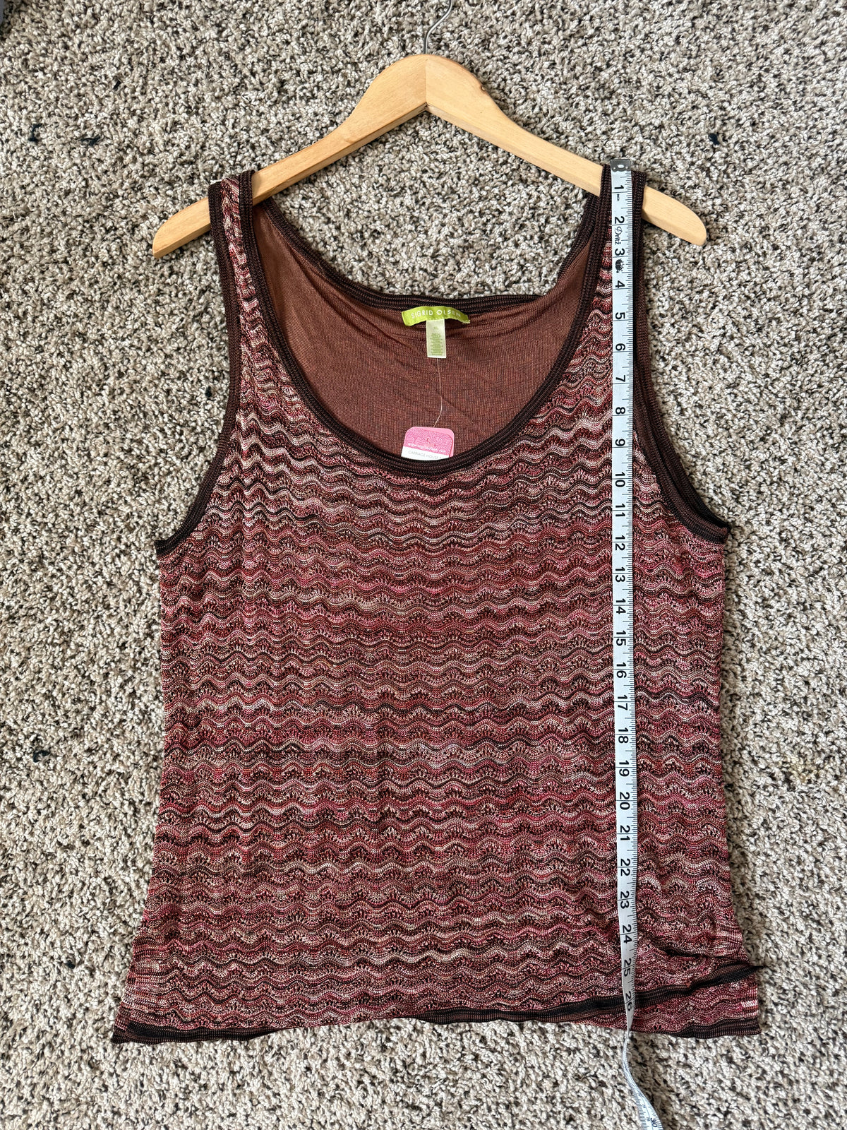 Sigrid Olsen 100% Rayon/Viscose XL Brown and Pink Knit Tank Top