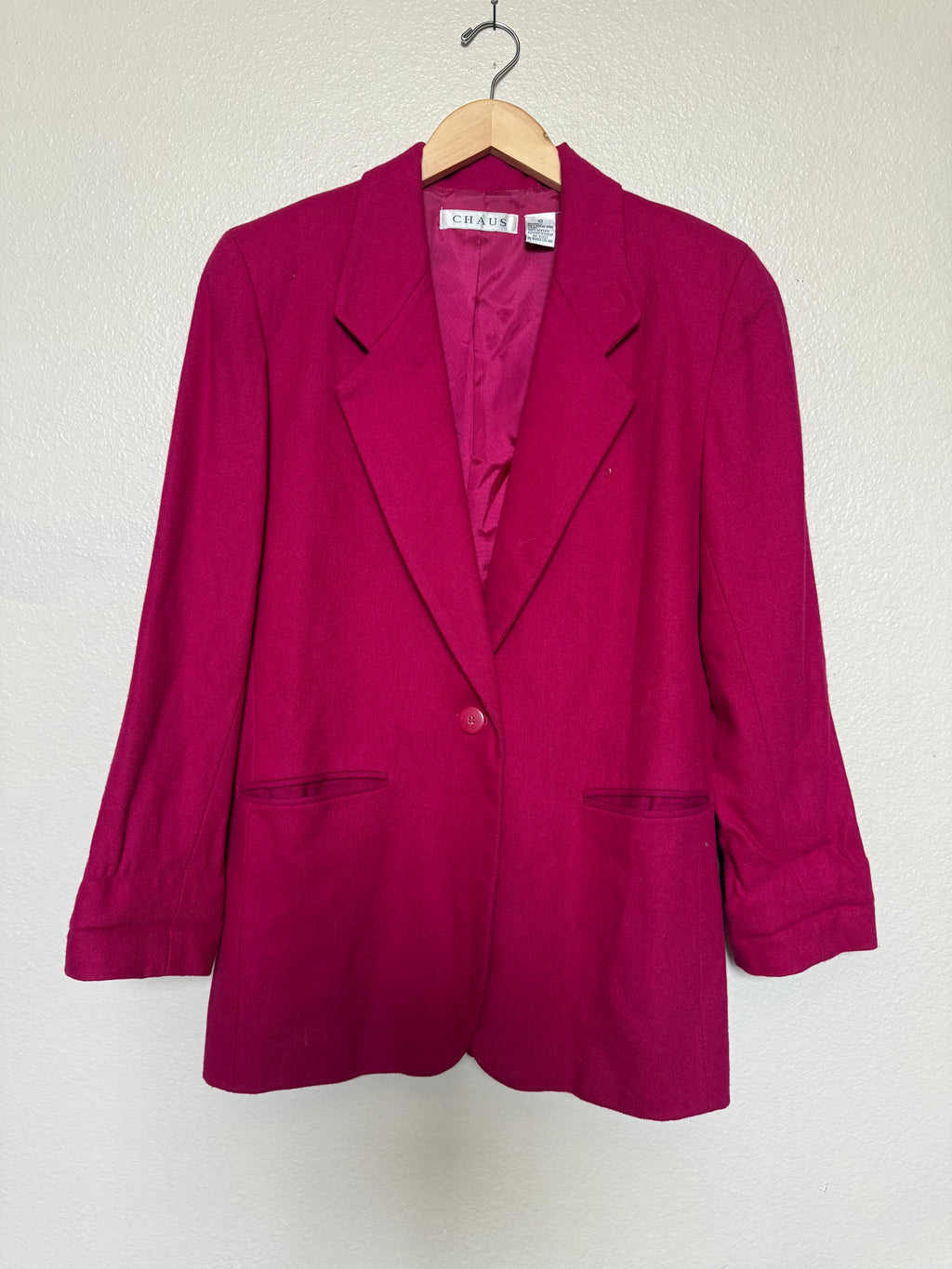 Chaus 100% Merino Wool Size 10 Fuchsia Blazer