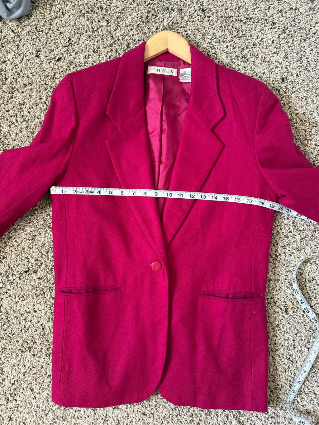 Chaus 100% Merino Wool Size 10 Fuchsia Blazer