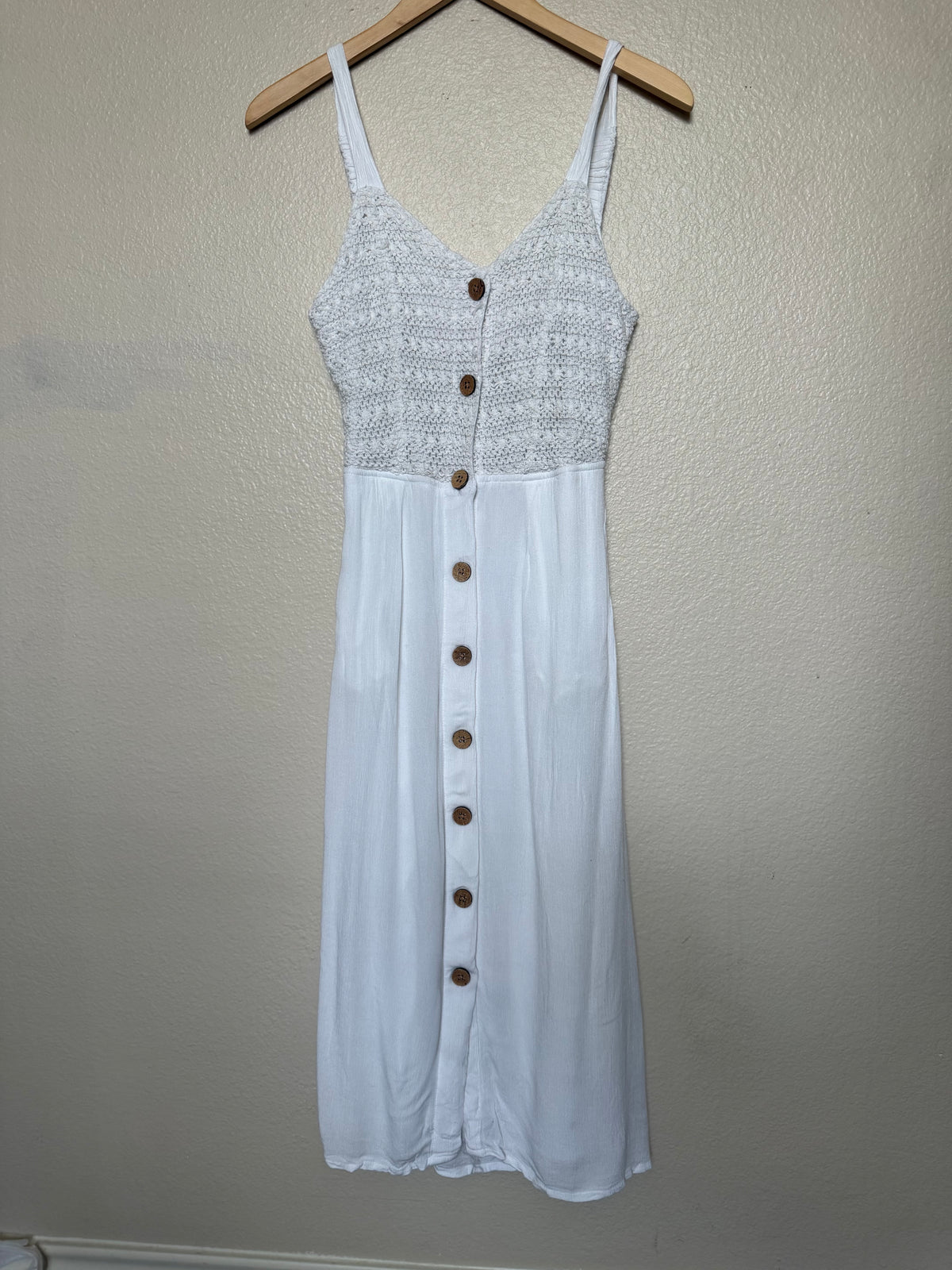 Jessica Simpson 100% Viscose M White Button Down Sundress