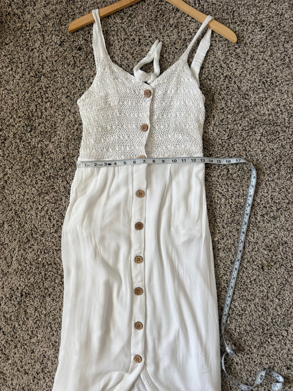 Jessica Simpson 100% Viscose M White Button Down Sundress