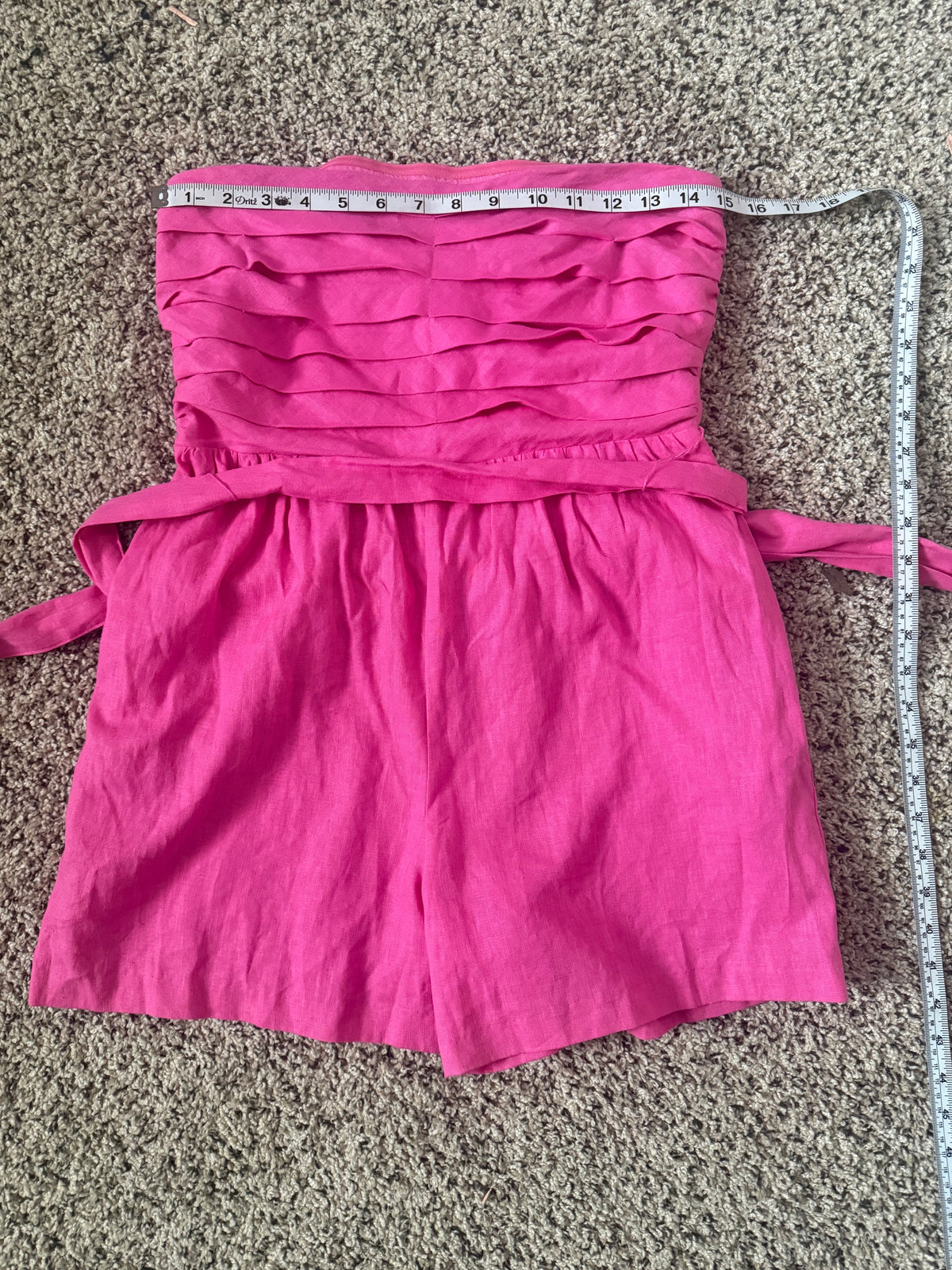 New York & Company 55% Linen 45% Rayon 100% Cotton Lining S Bright Pink Shorts Romper
