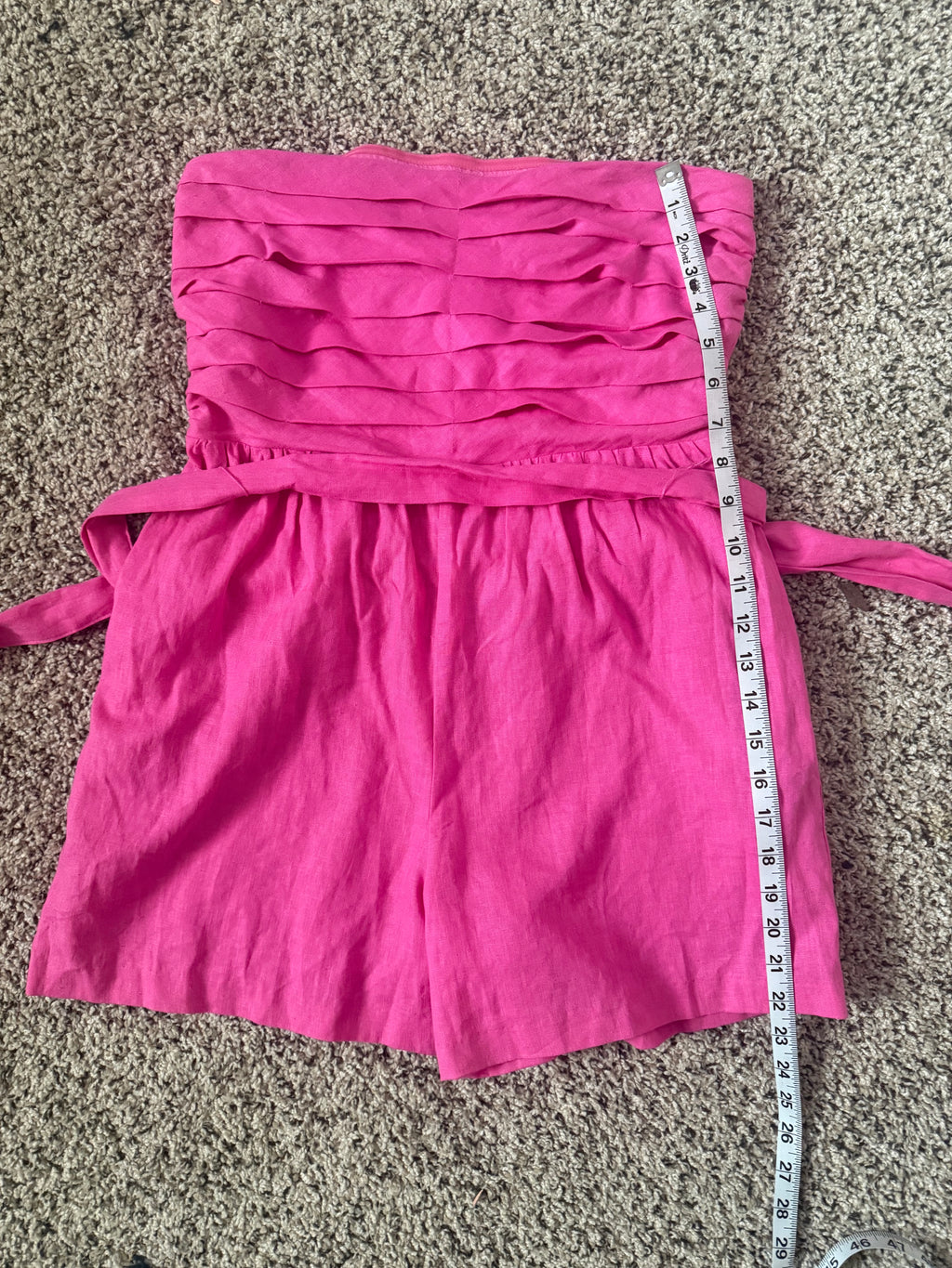 New York & Company 55% Linen 45% Rayon 100% Cotton Lining S Bright Pink Shorts Romper