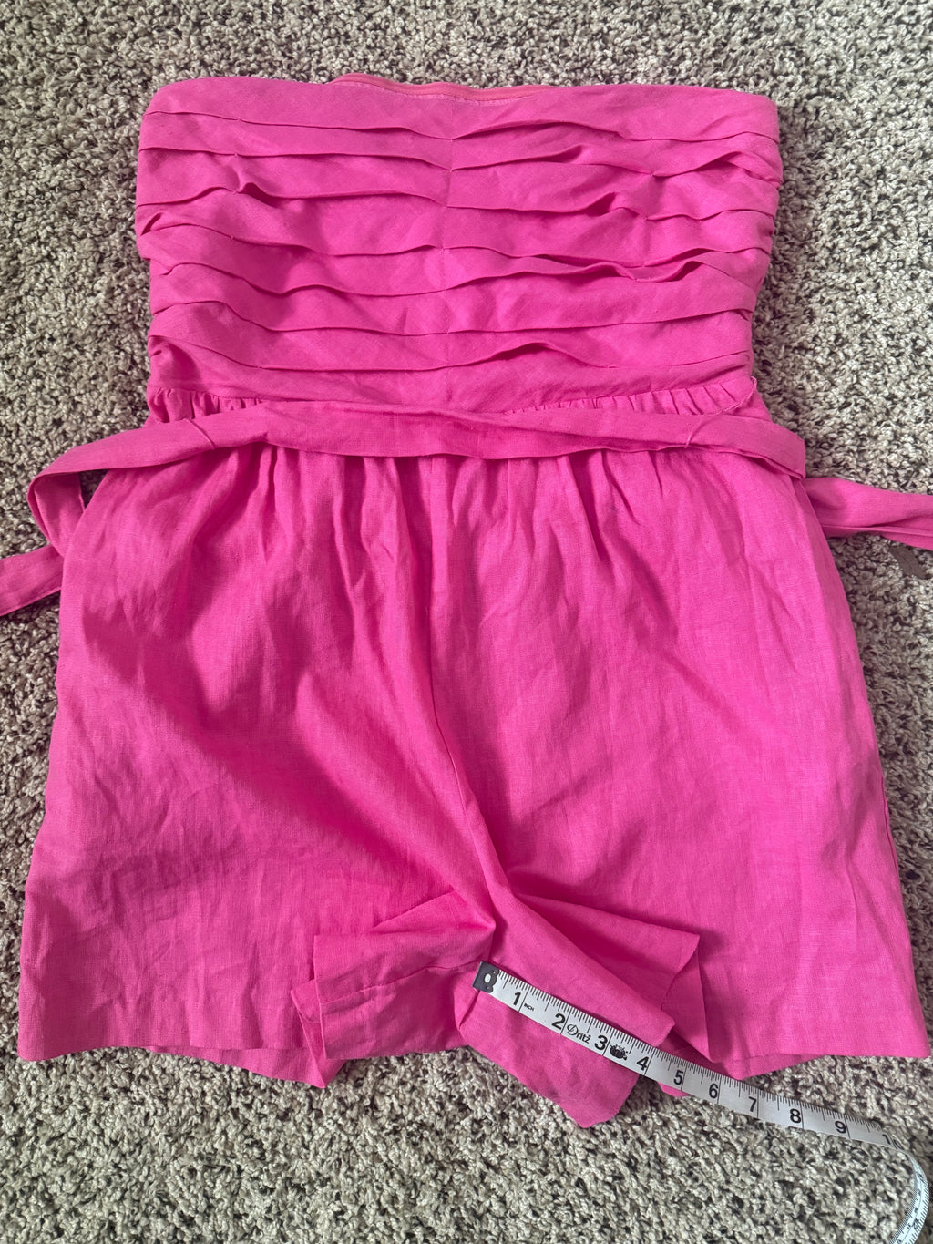 New York & Company 55% Linen 45% Rayon 100% Cotton Lining S Bright Pink Shorts Romper