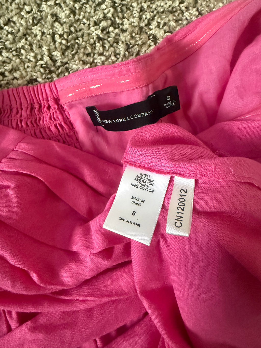New York & Company 55% Linen 45% Rayon 100% Cotton Lining S Bright Pink Shorts Romper
