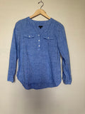 Talbots 100% Linen Sp Denim-Colored Long Sleeve